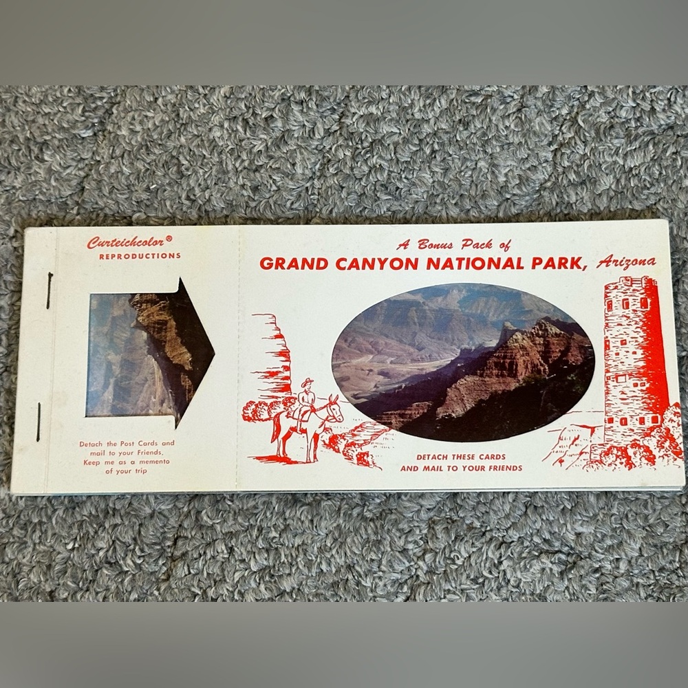 Vintage Grand Canyon Arizona 8 Postcard Set Curteichcolor Fred Harvey Kodachrome